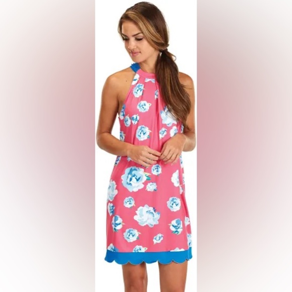 Mudpie Pink and Blue Floral Sleeveless Dress Size L